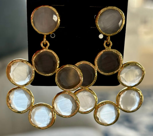 Brass with Gray Stones Earrings
