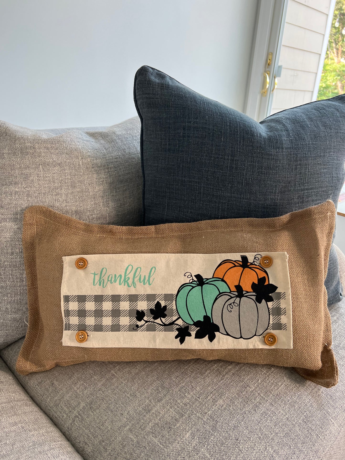 Seasonal Pillow Panel: Thankful Pumpkins