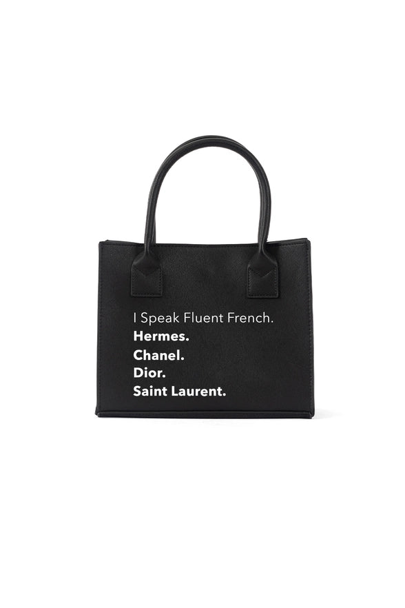 Mini Modern Tote / Handbag - Fluent French (Black)