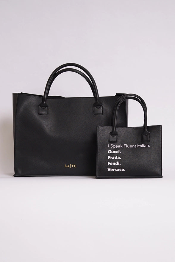 Mini Modern Tote / Handbag - Fluent French (Black)