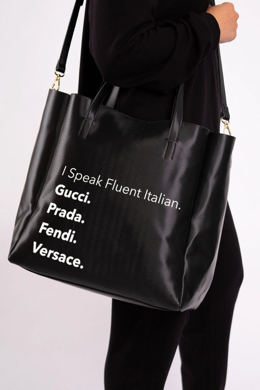 Never Ending Tote / Handbag- Fluent Italian (Black)