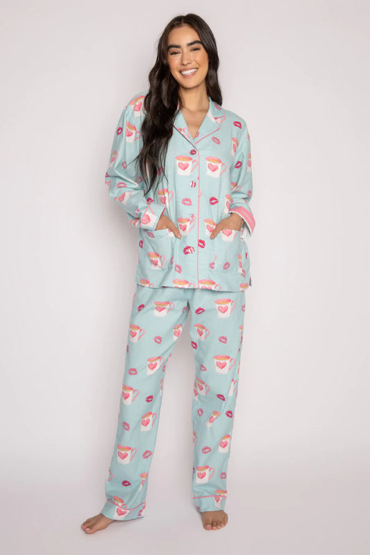 Mugs & Kisses Flannel Pajamas