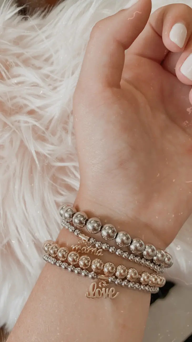 Silver Beaded Love Bracelet
