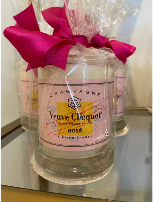 Pink Veuve Glass Candle