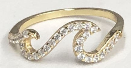 CZ Gold Wave Ring