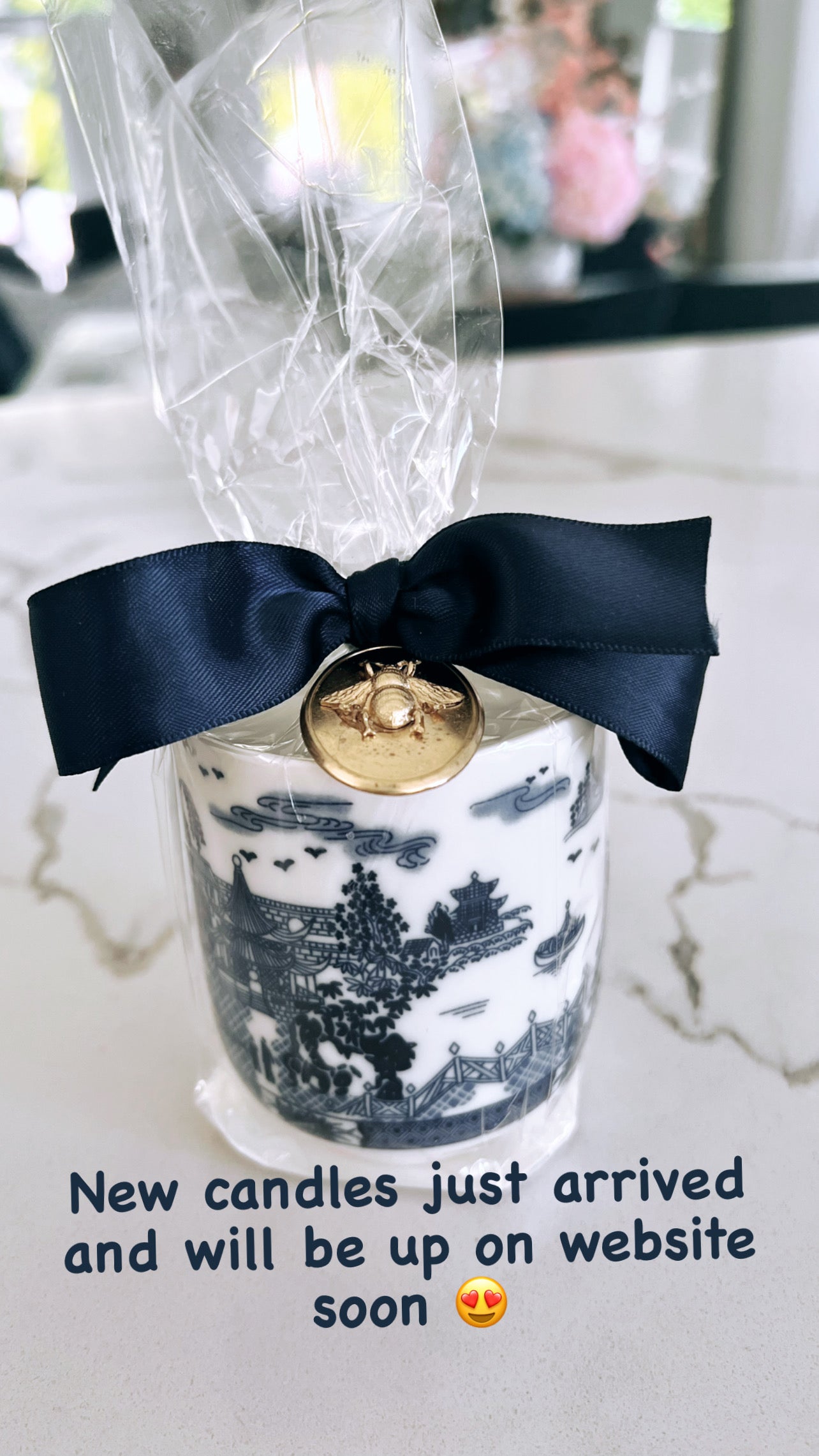 Blue Willow Chinoiserie Blue Willow Candle 5"x 4"
