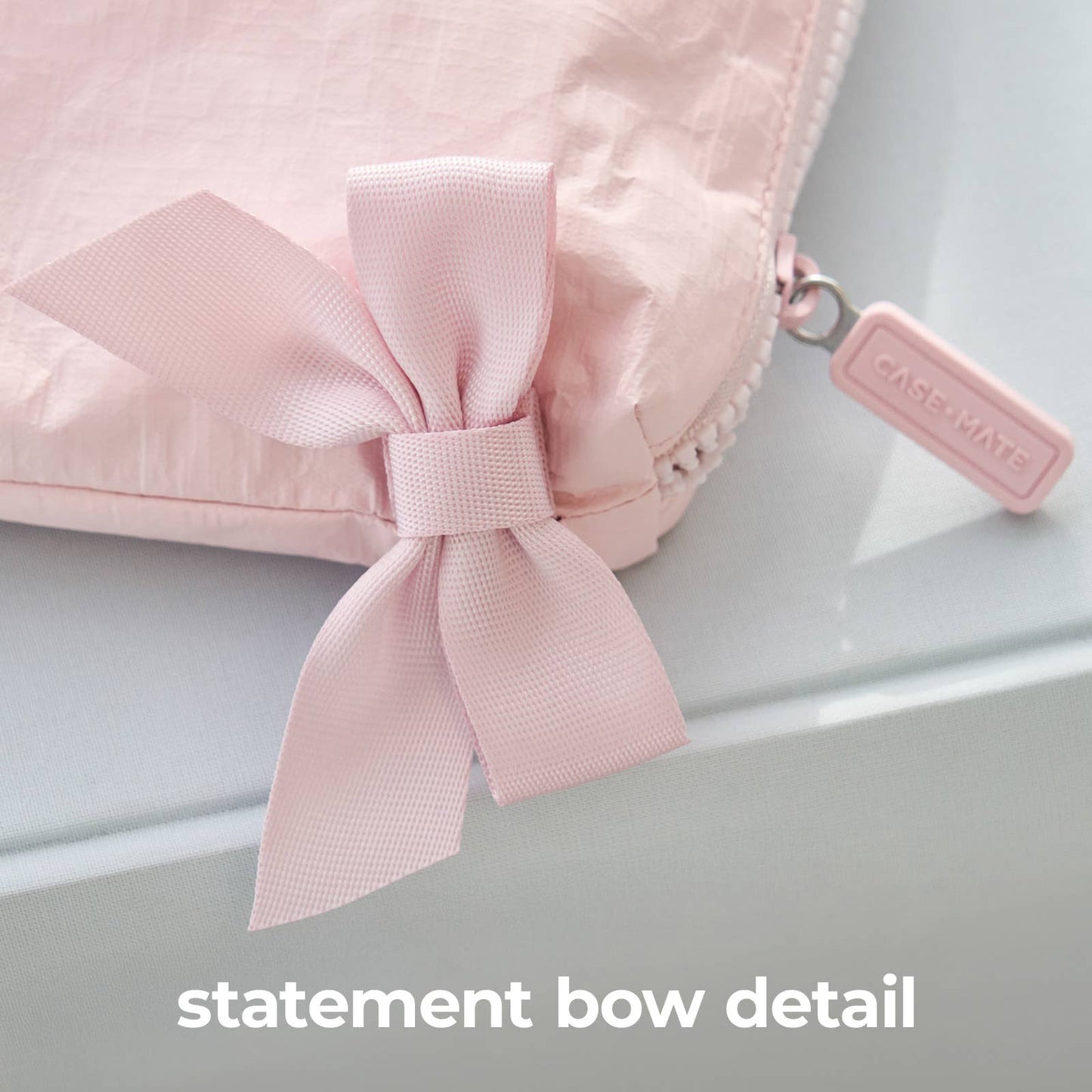 Case-Mate Ballet Pink Bow Crinkle Makeup Bag - Can be Embroidered