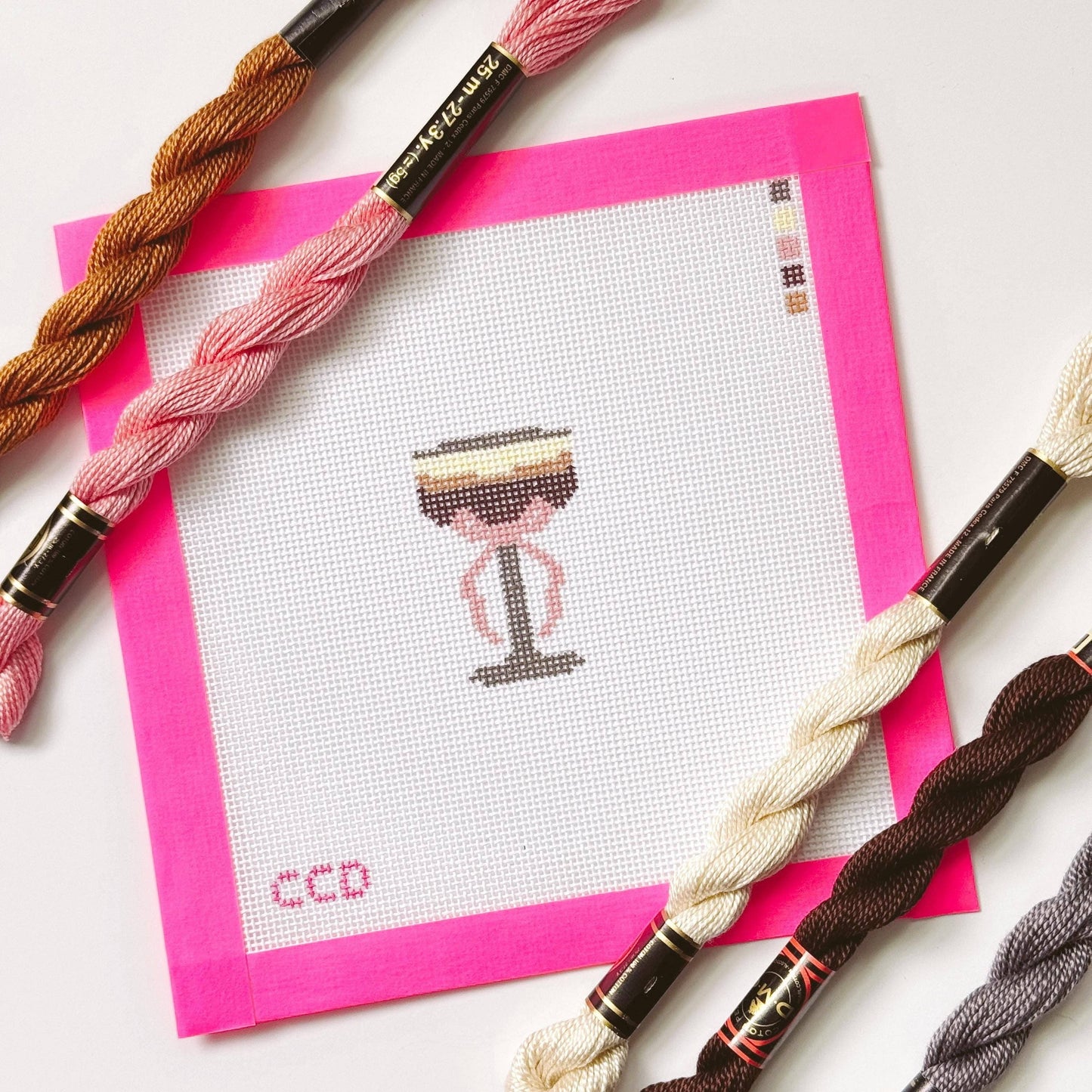 Hand Painted Espresso Martini 2” Needlepoint Canvas 18 Mesh Coquette Needlepoint Canvas Cocktail Hand Painted