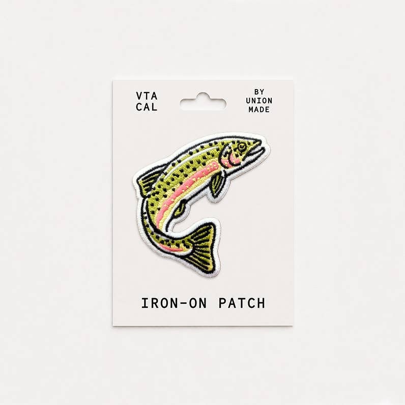 Jumping Rainbow Trout Fish Embroidered Iron on Patch