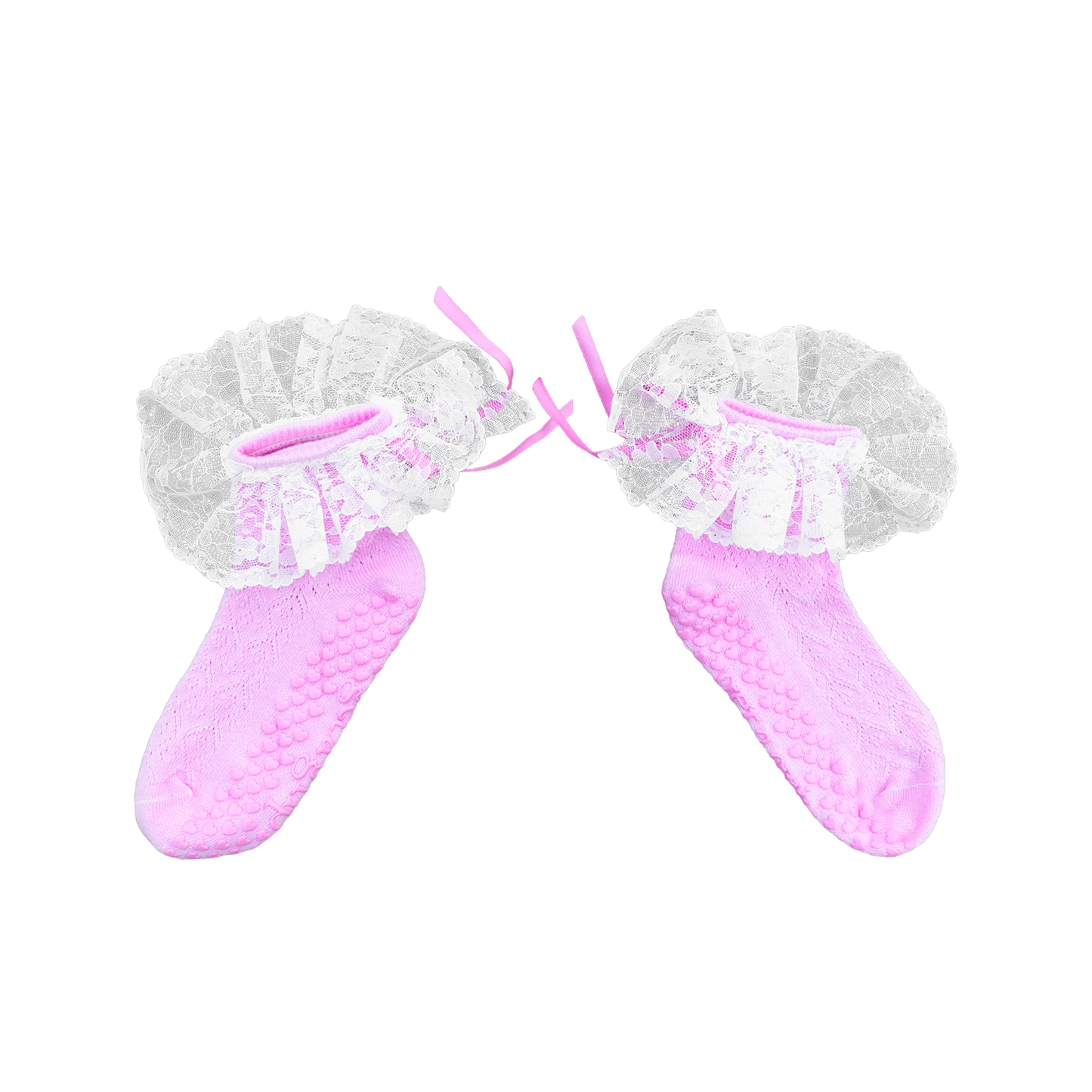 Pink Lace Grippy Socks