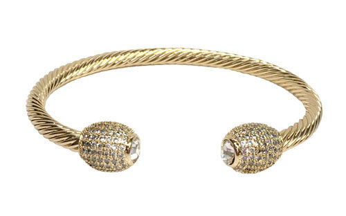 CZ Gold or Silver filled Twist Bangle Bracelet
