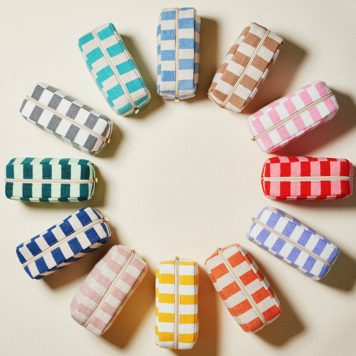Striped Terry Fabric Pouch | Travel Pouch