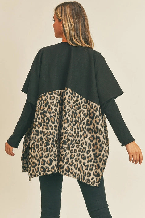 Leopard Pocket Kimono, Wrap, Cape