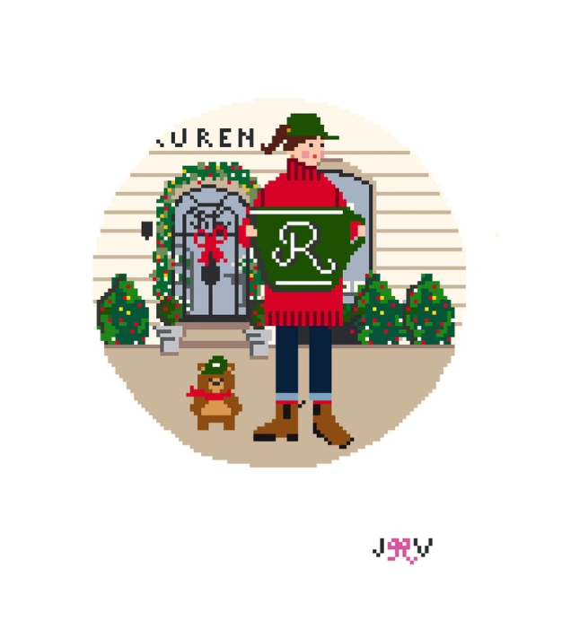 JV226 - Ralph's Holiday Large Round Needlepoint Canvas