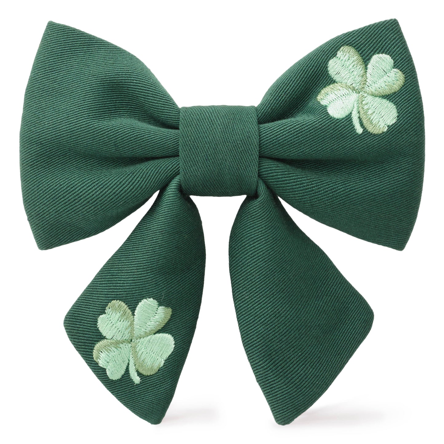 Clover Embroidered Lady Dog Bow