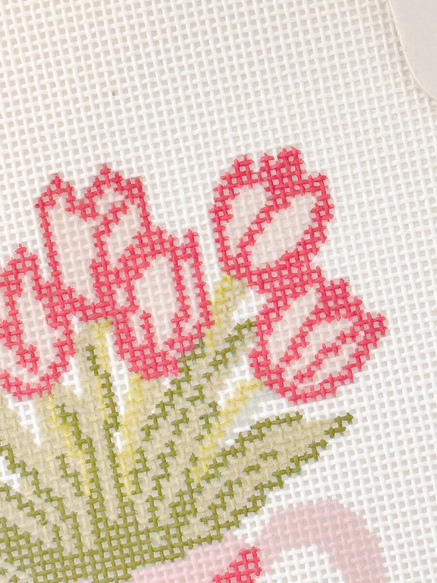 Heart Flower Teapot Needlepoint Canvas, 3”x4"