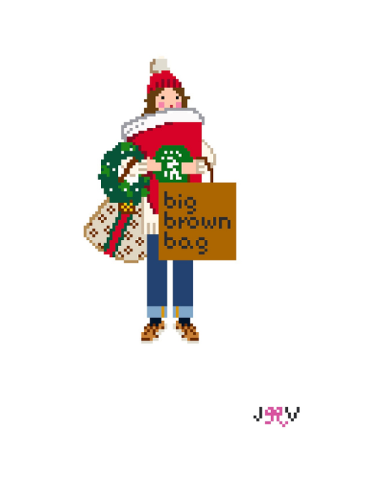 JV180 - Christmas Shopper Bru Needlepoint Canvas