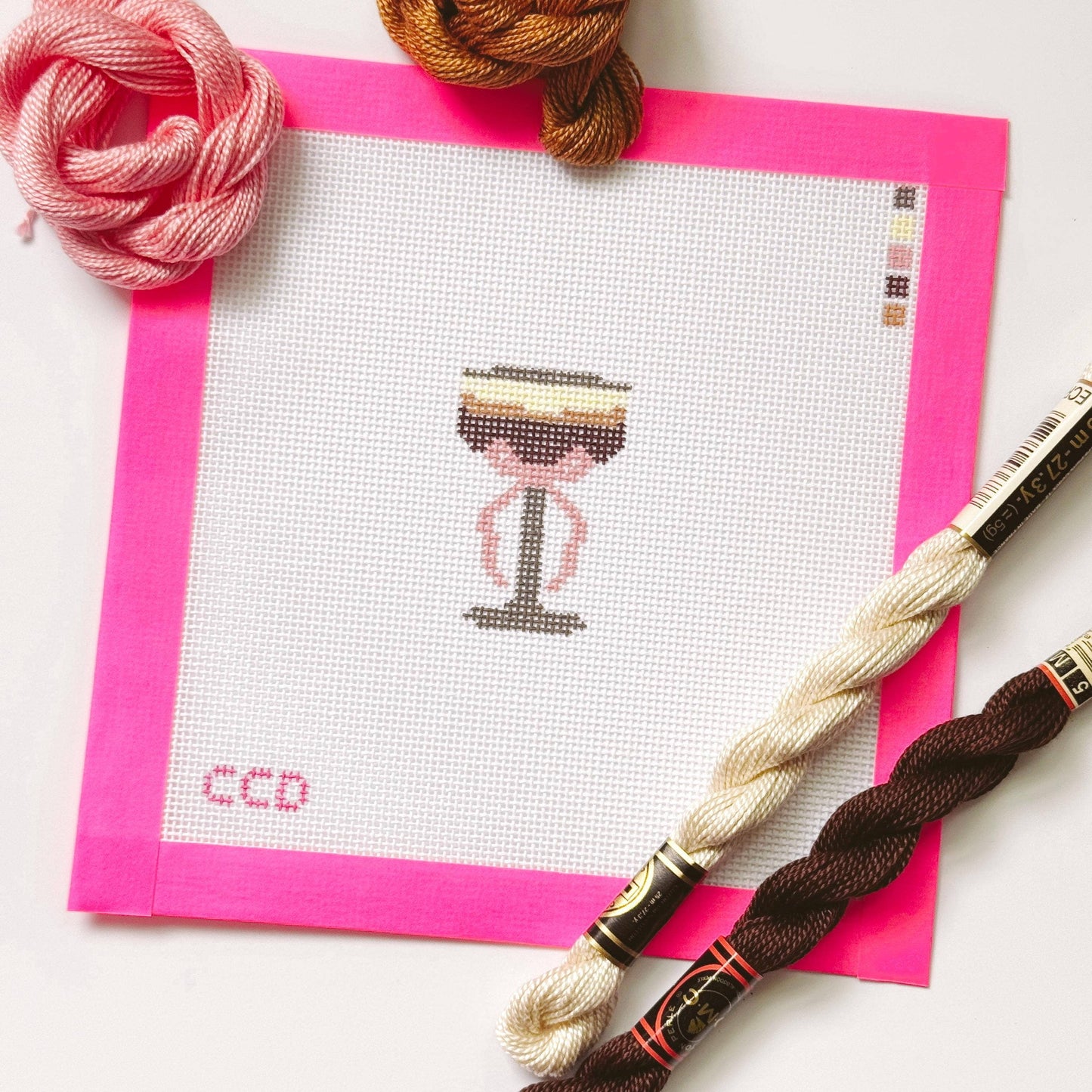 Hand Painted Espresso Martini 2” Needlepoint Canvas 18 Mesh Coquette Needlepoint Canvas Cocktail Hand Painted
