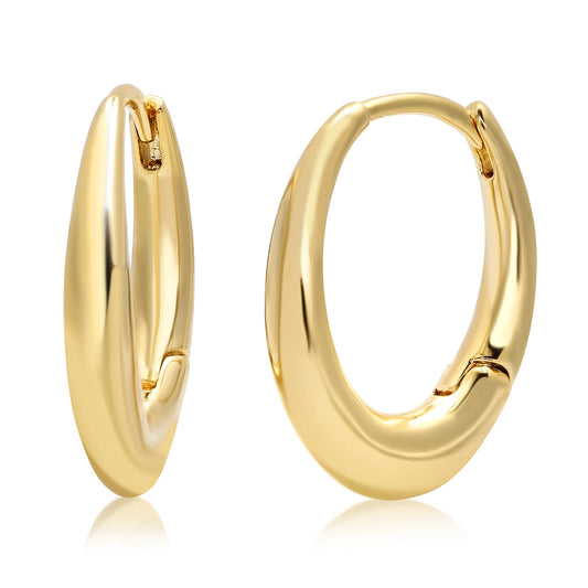 Gold Oval Large Hoop Earrings With Snap Closure