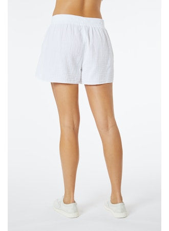 Ribbed Waist Pull On Cotton Shorts