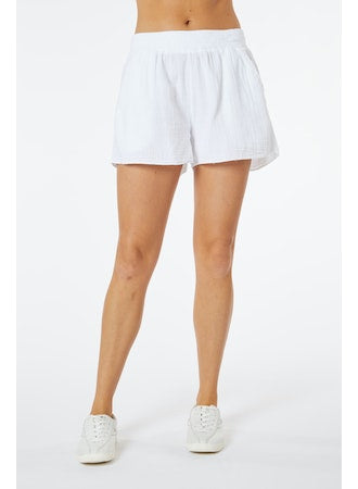 Ribbed Waist Pull On Cotton Shorts