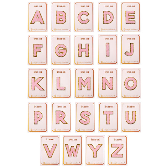 Pink Chenille Letter Patches