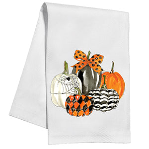 Handpainted Pumpkin Halloween Kitchen Towel