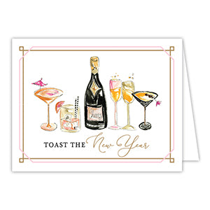 Toast The New Year Handpainted Greeting Card