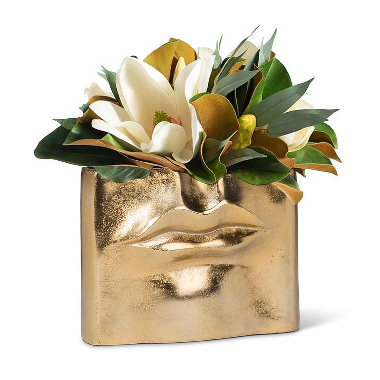 Large Rectangle Lip Vase-Gold-3x11.5"W