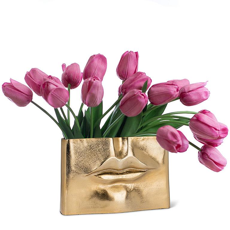 Large Rectangle Lip Vase-Gold-3x11.5"W