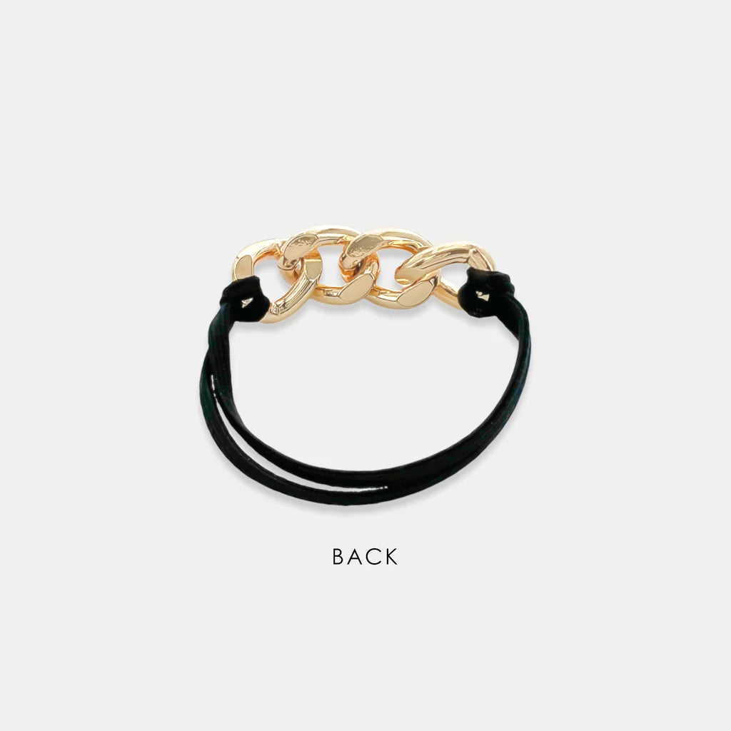 5pc Enamel Gold Hair Tie - Bracelet Set