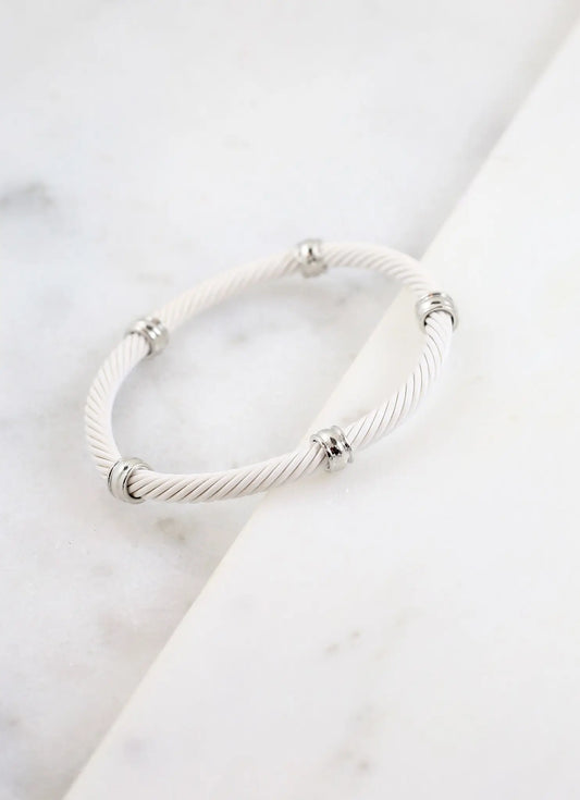 Abbottsford Stretch Cable Bracelet White
