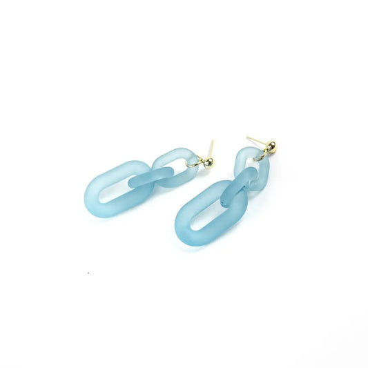 Acrylic Chain Link Earrings - Blue