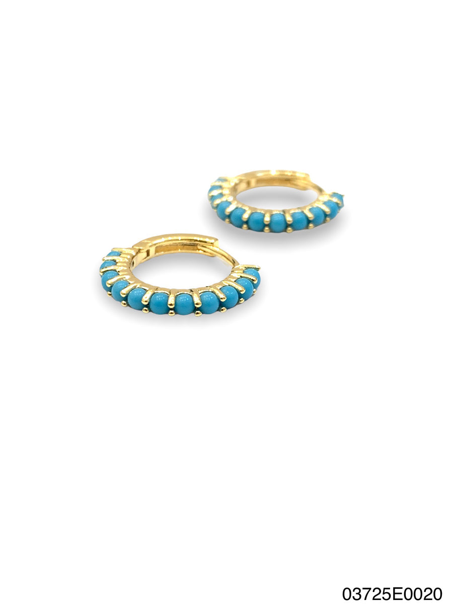 Azura huggie Earrings. Gold, Turquoise, Small