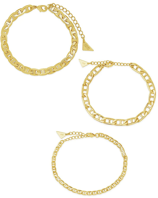 Anchor Chain Bracelet Set of 3