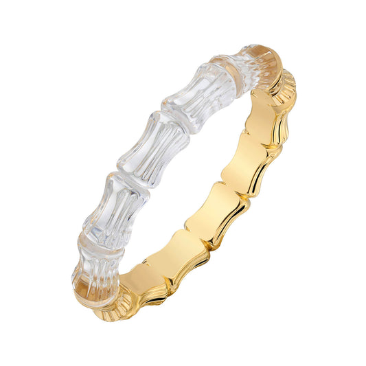 Bamboo Bangle Bracelet in Clear & Gold