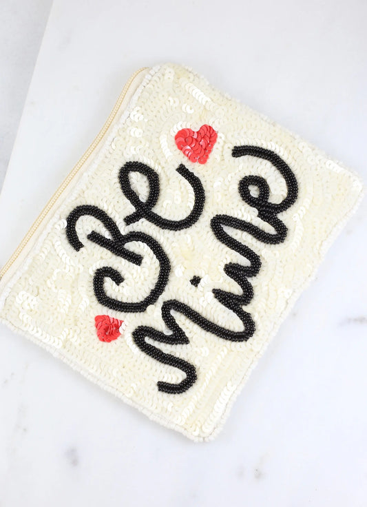 Be Mine Embellished Coin Pouch Ivory