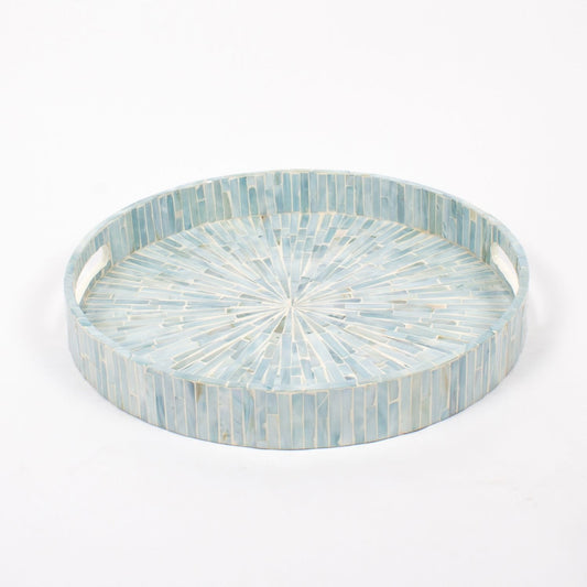 Blue Mother of Pearl Round Tray