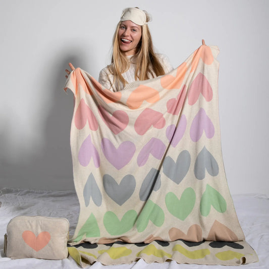 Blush Hearts - Pastel Travel Blanket