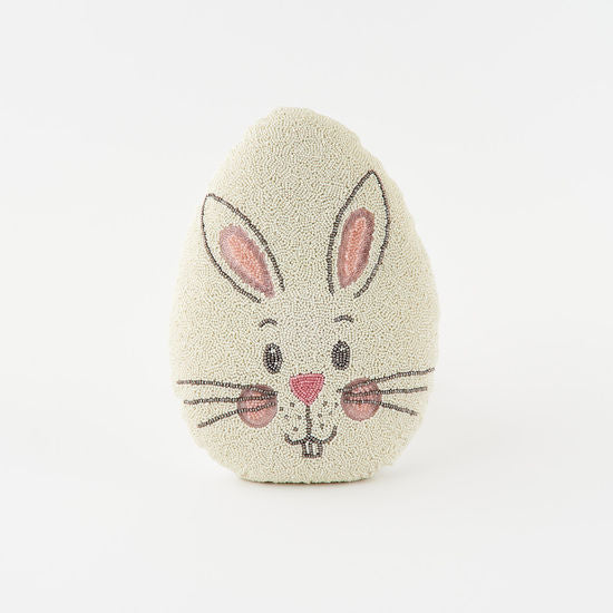 Bunny Egg Pillow, Beaded Cotton, 12" x 16" - Easter
