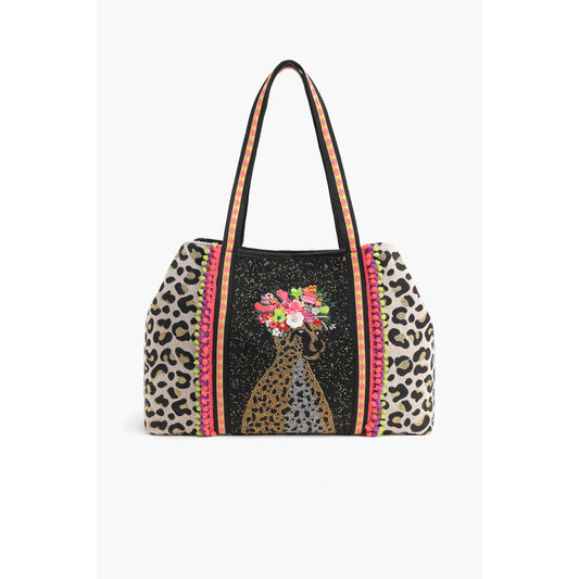 Cheetah Queen Embellished Tote
