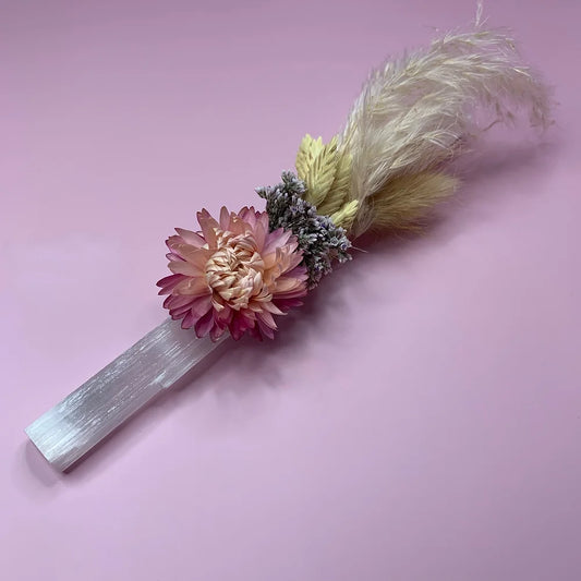 Clarity Selenite Crystal Wand (Pink) Sage Cleansing