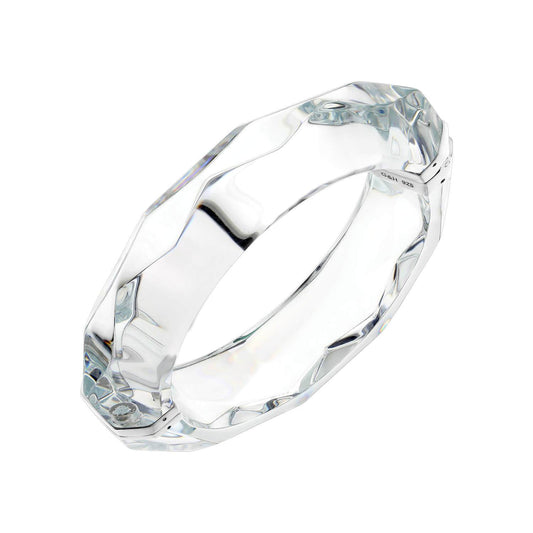 Clear Faceted Bangle Bracelet with Hinge