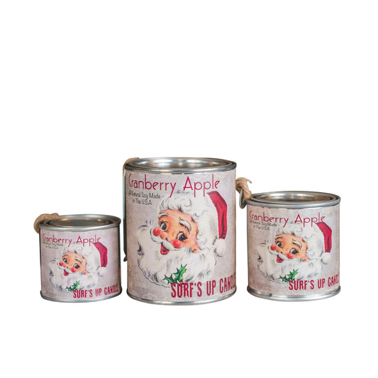 Cranberry Apple Paint Can Candle - Christmas Santa Face
