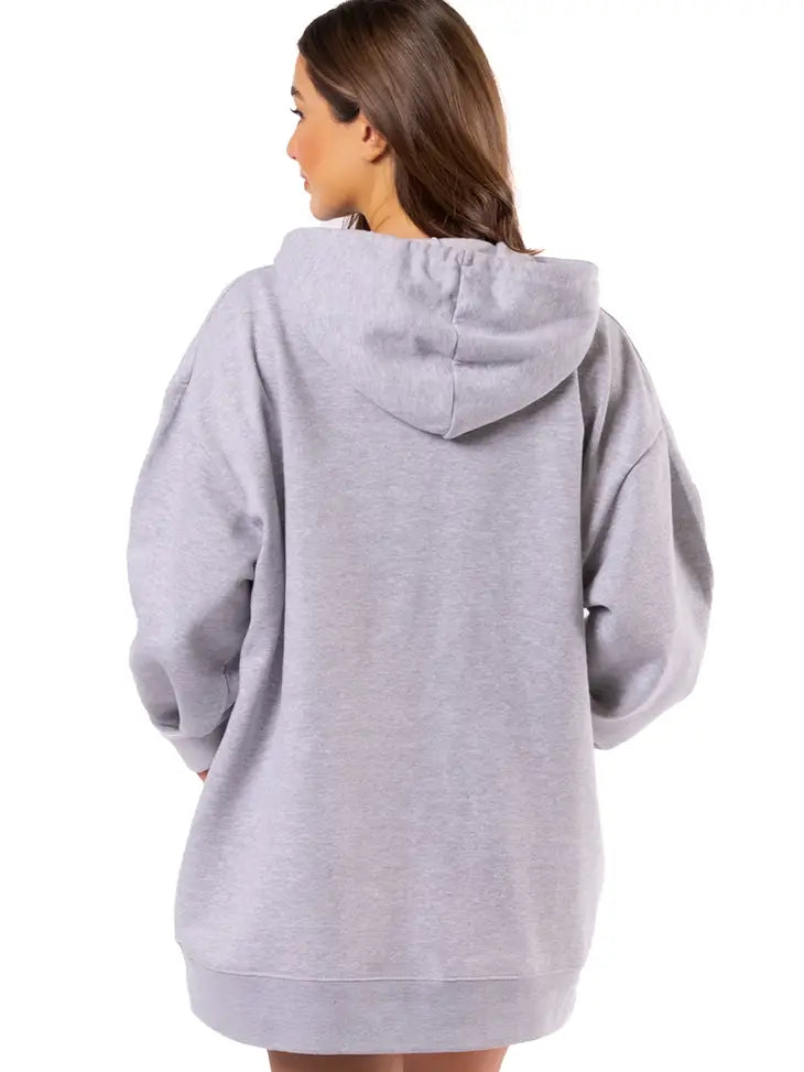 Drix Oversized Hoodie Sweatshirt - No one Cares (Grey)