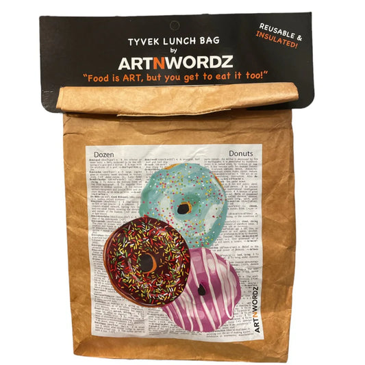 Donuts - Reusable & Insulated Tyvek Paper Kraft Art Lunch Bag – 8 hours Hot or Cold
