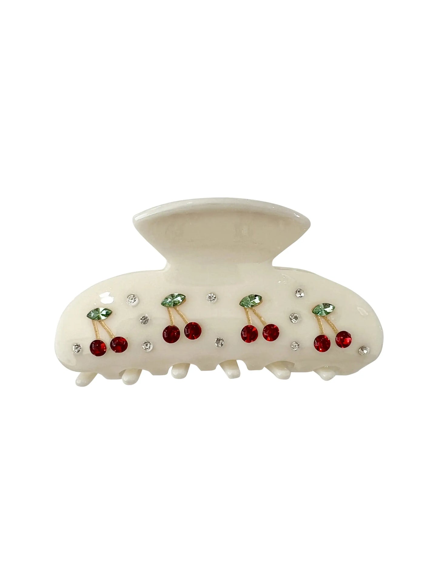 Emory White Hair Clip with Cherries