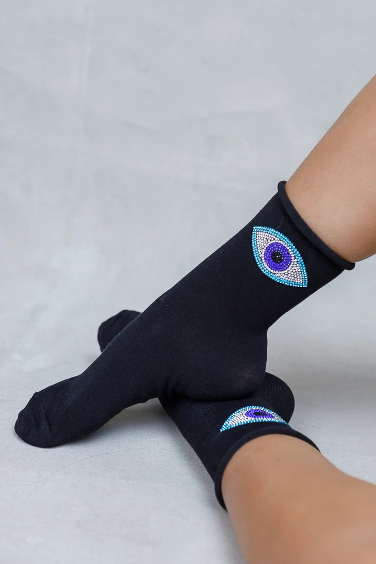 Evil Eye Crystals Socks