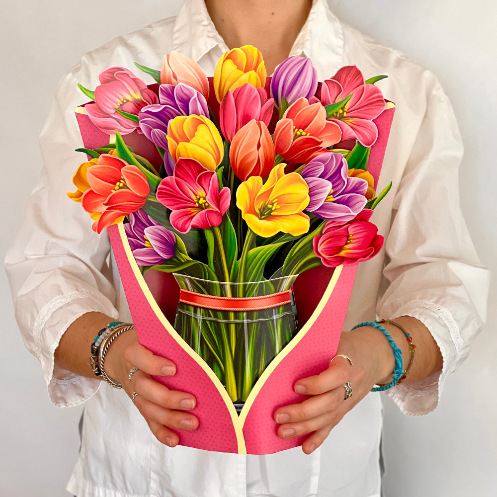 Festive Tulips Pop Up Flower Bouquet