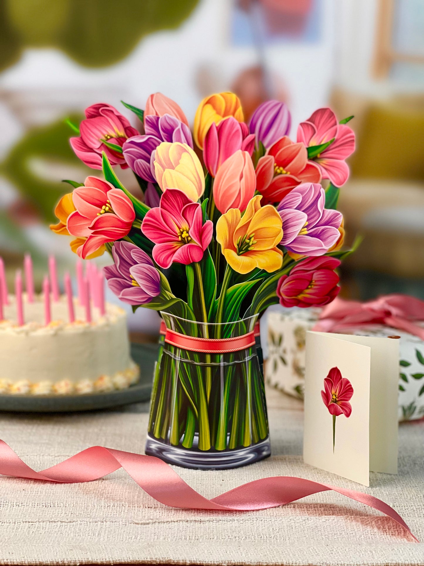 Festive Tulips Pop Up Flower Bouquet